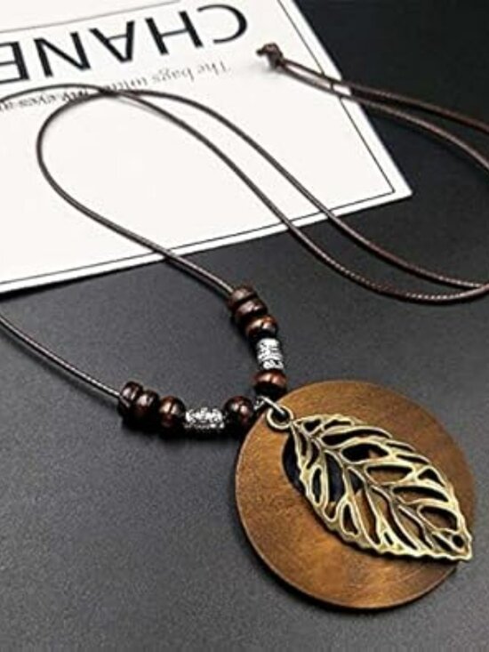 NEW Boho Leather Cord Necklace Handmade Boho Choker Long Bird Leather Chain - Picture 3 of 3